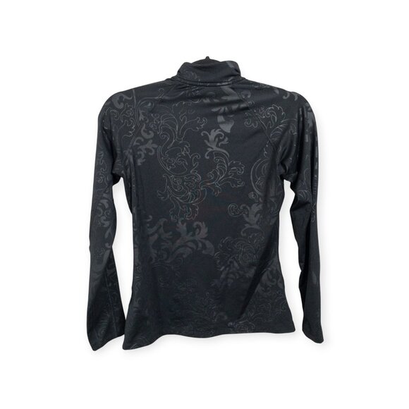 Nike Pro Dri Fit Quarter Zip Up Black Royal Print SZ XS Long Sleeve Shirt - Picture 2 of 7